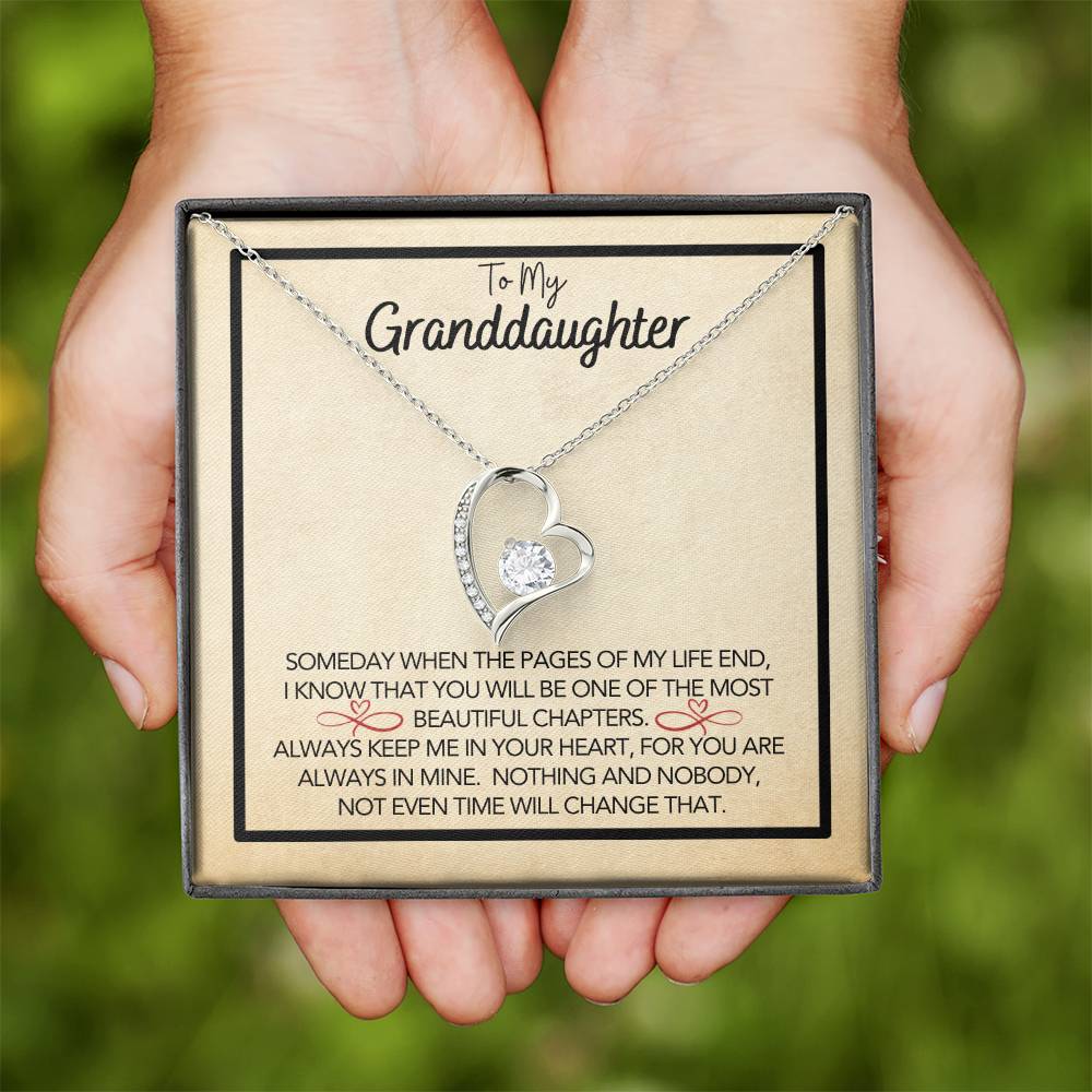 To My Granddaughter - Grandmother Granddaughter Gift - Gift for Her - Personalized Gift - Forever Love Pendant - One of Most Beautiful Chapters