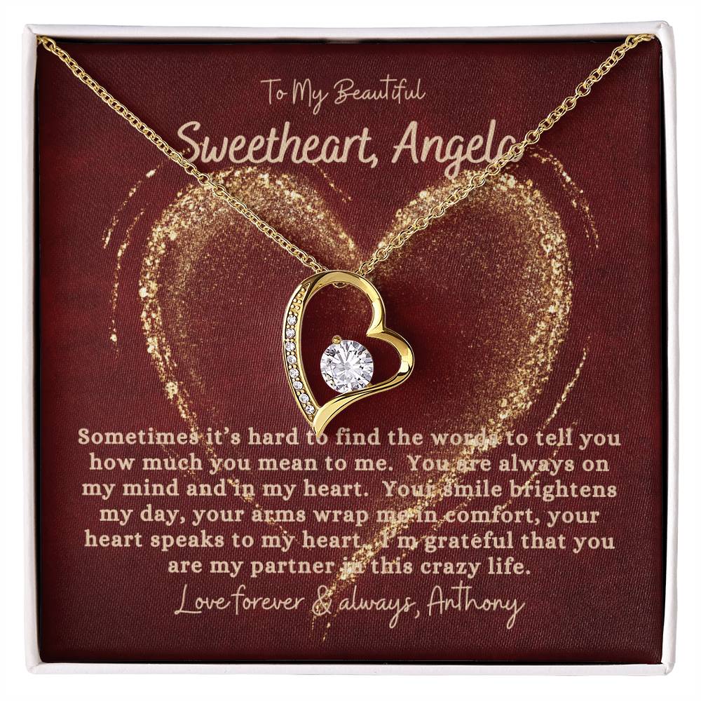 Valentine's Gift - Gift for My Beautiful Sweetheart, Customizable, Personalized Heart Pendant Gift, Forever Love Necklace