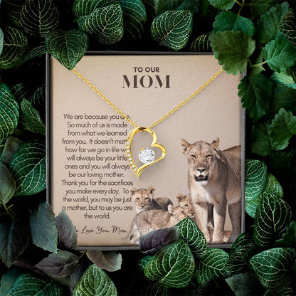Personalized Mom Gift, Personalized Gift for Mom, Custom Gift for Mom, Necklace Pendant, Gift for Mom from Three Children, Lion Mama with Cubs Message Card, Mother's Day Gift