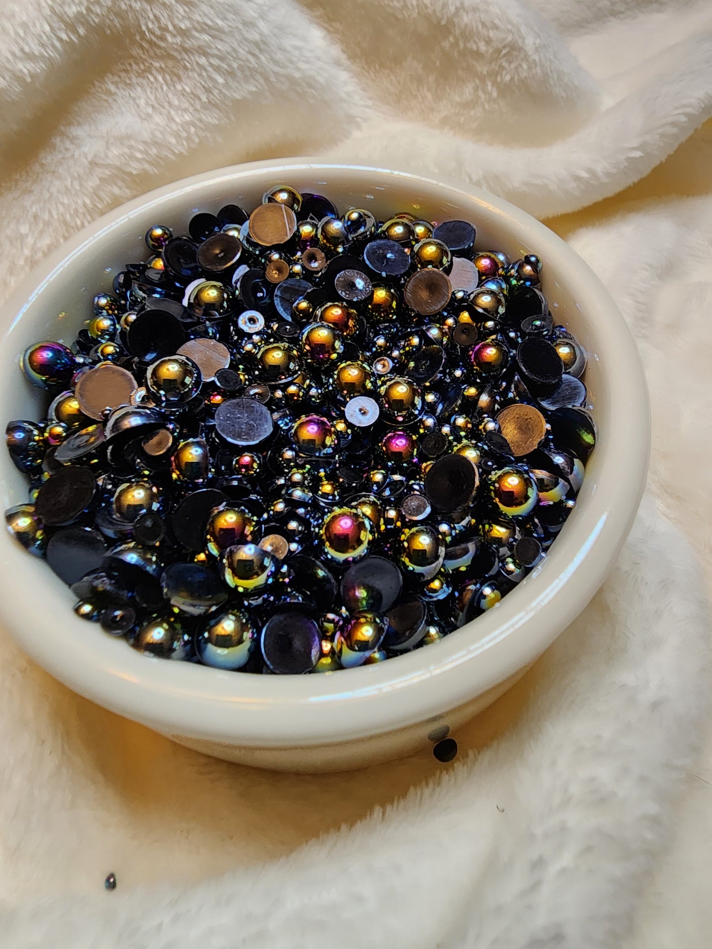 Black AB Mix Halfback Pearls - Non Hotfix - Flatback - Resin