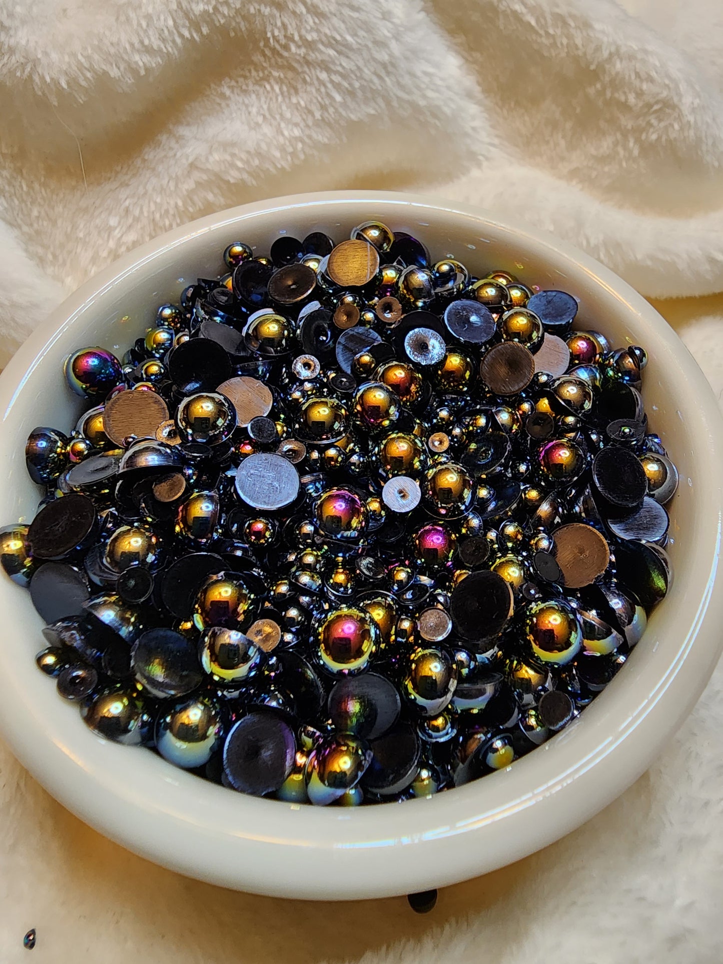 Black AB Mix Halfback Pearls - Non Hotfix - Flatback - Resin