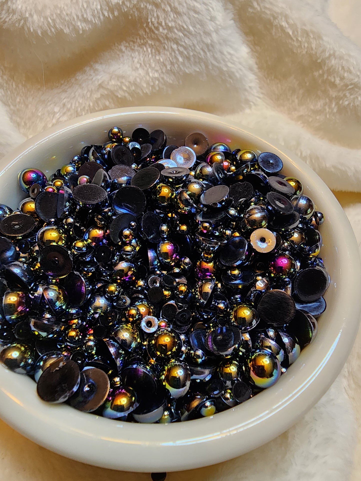 Black AB Mix Halfback Pearls - Non Hotfix - Flatback - Resin