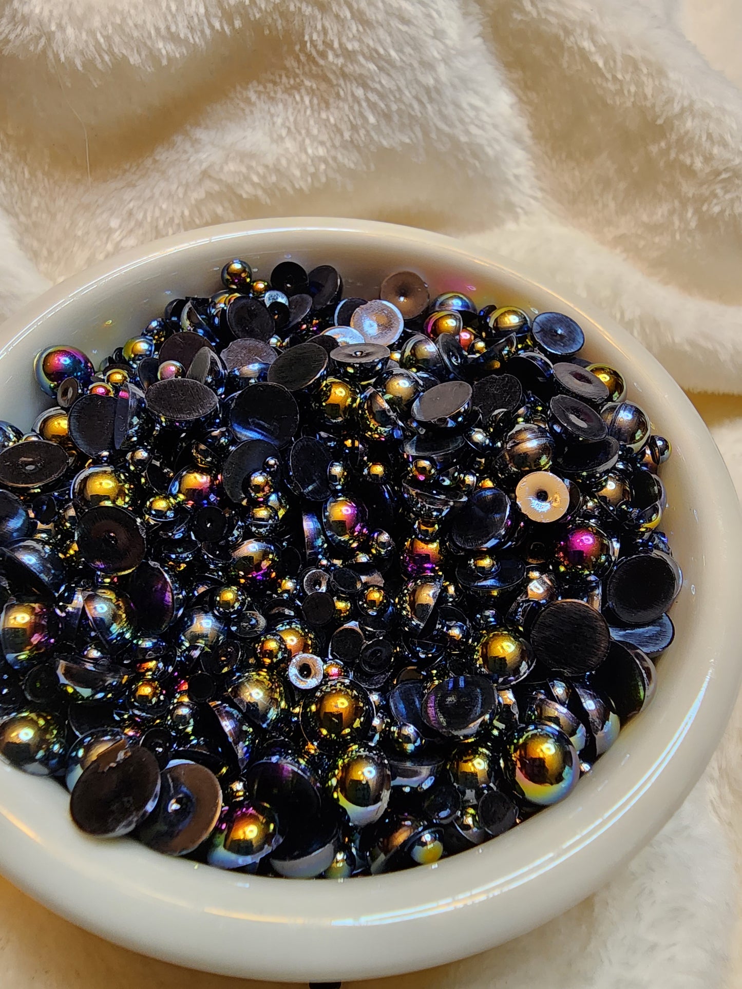 Black AB Mix Halfback Pearls - Non Hotfix - Flatback - Resin