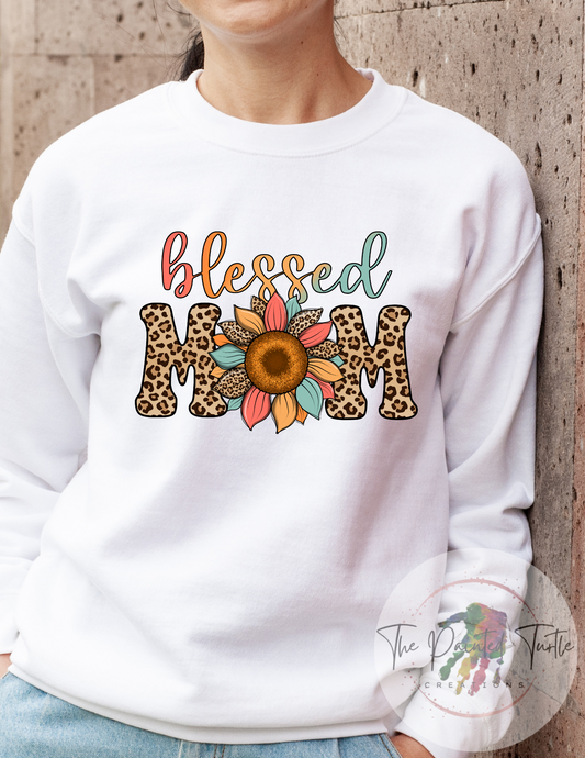 blessed mom colorful sunflower cheetah