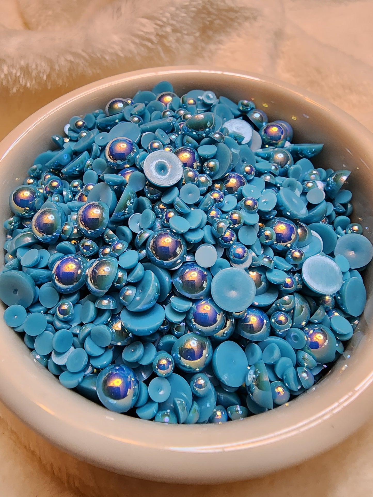 Blue Zircon Mix Halfback Pearls - Non Hotfix - Flatback - Resin