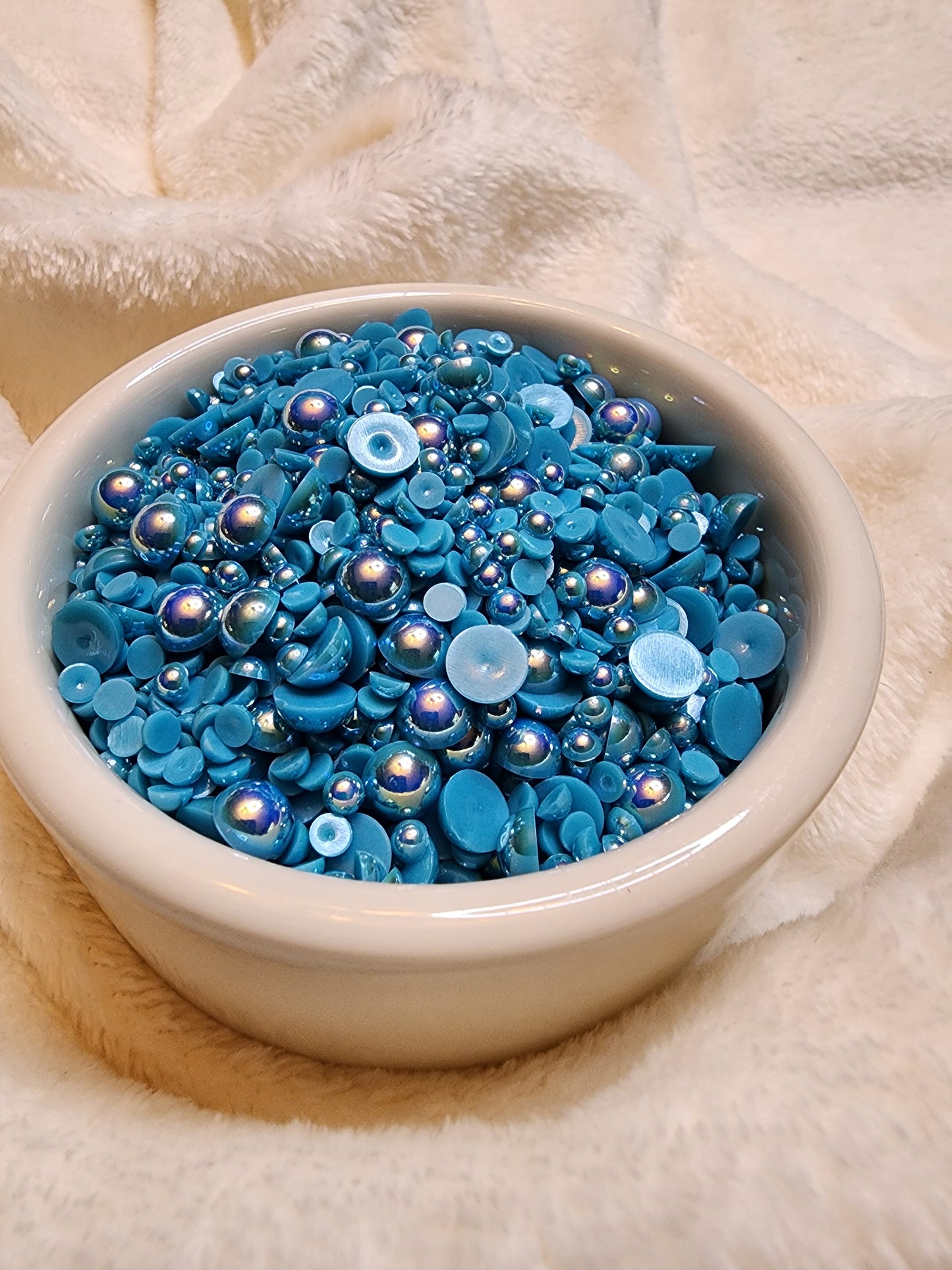 Blue Zircon Mix Halfback Pearls - Non Hotfix - Flatback - Resin