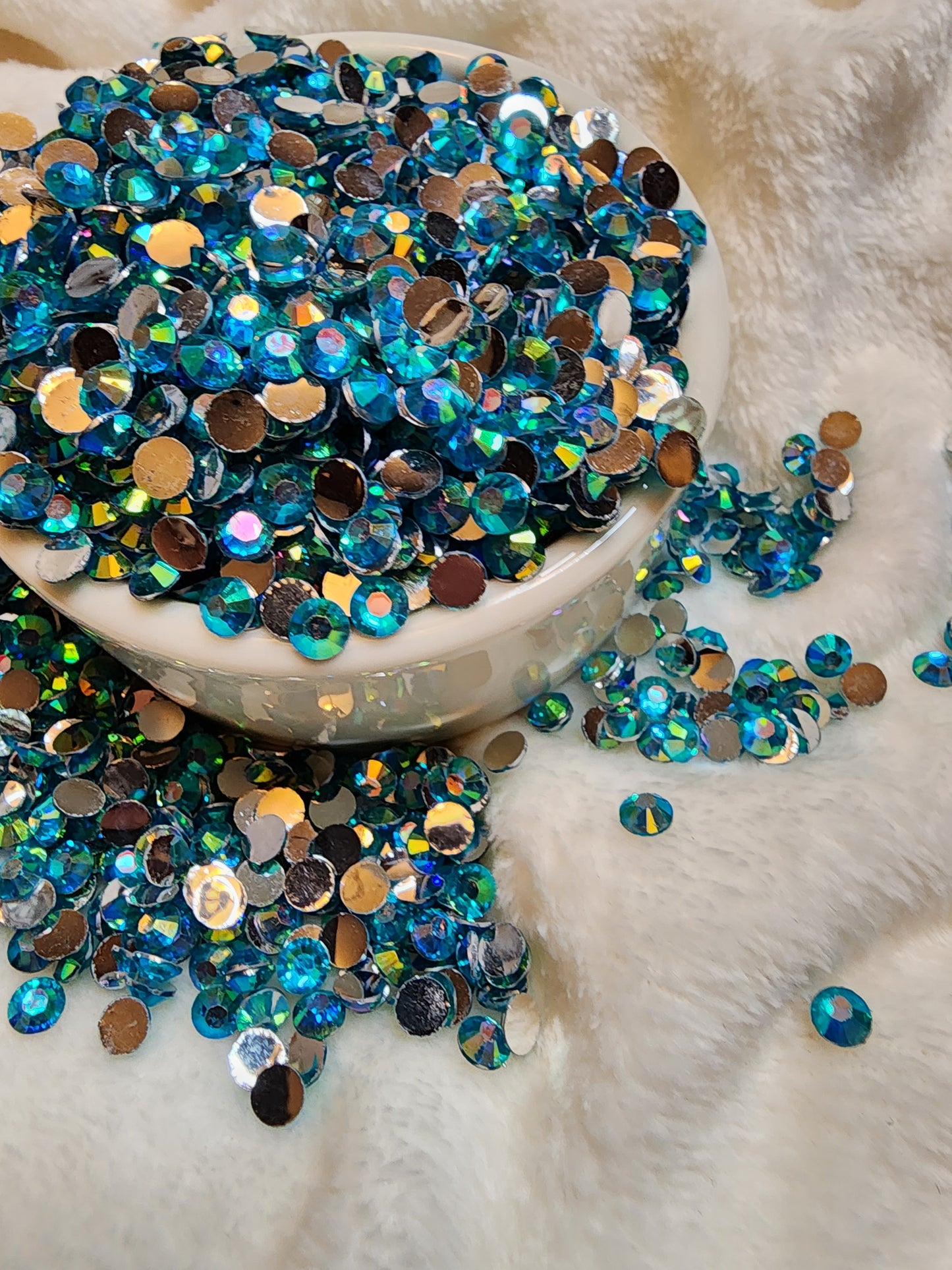 Dark Aquamarine Silverback Rhinestones 6mm - Non Hotfix - Flatback - Resin