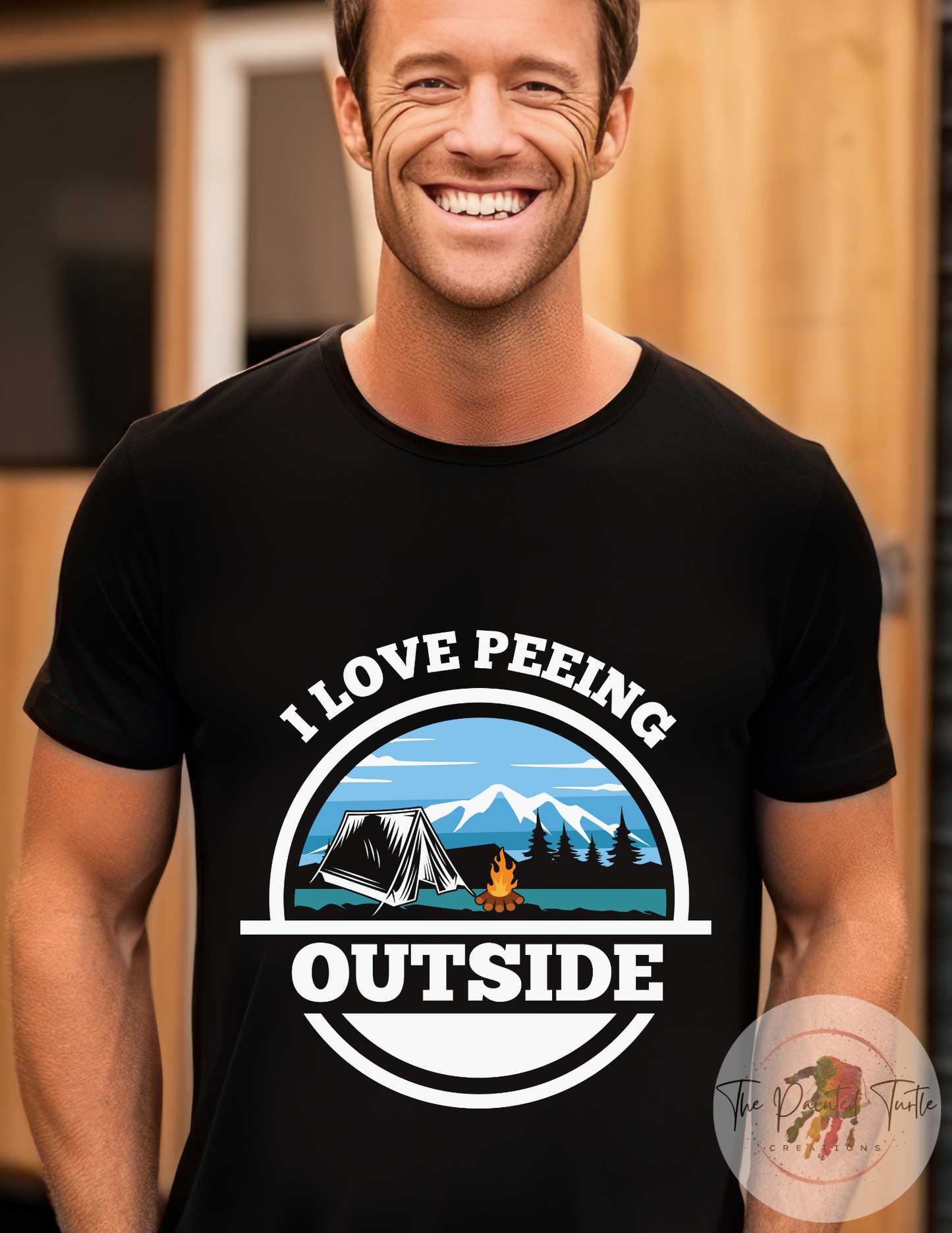 i love peeing outside men's funny shirt, camping shirt