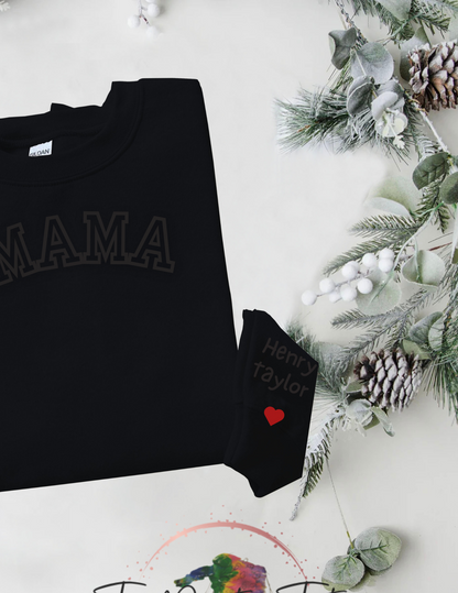 Personalized Mama Sweatshirt with Kids Names on Sleeve - New Mom Gift - Christmas Gift - Birthday Gift for Mom - Minimalist Cool Mom Sweatshirt - Mothers Day Gift - Gift for Her