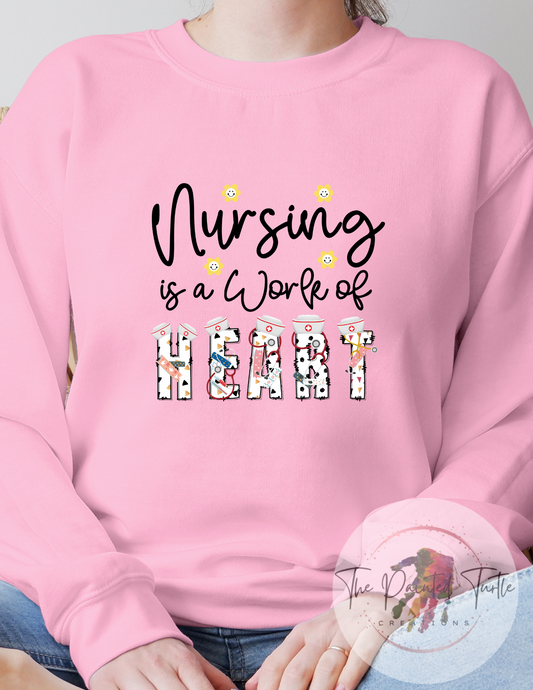 nursing is a work of heart medical nurse sublimation shirt