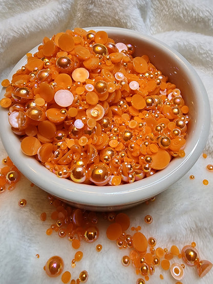 Orange AB Mix Halfback Pearls - Non Hotfix - Flatback - Resin