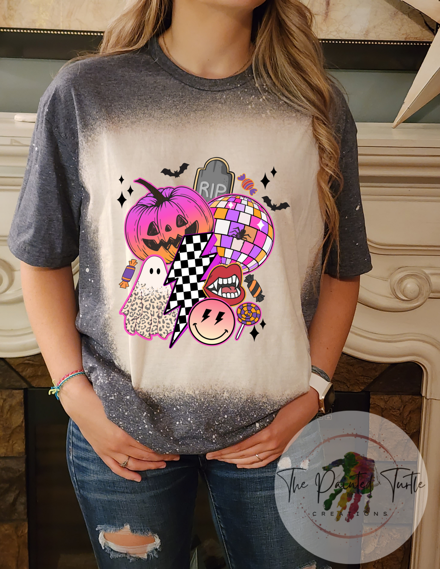 Halloween - 80s Retro - Disco - Checkered Bolt - Smiley Face