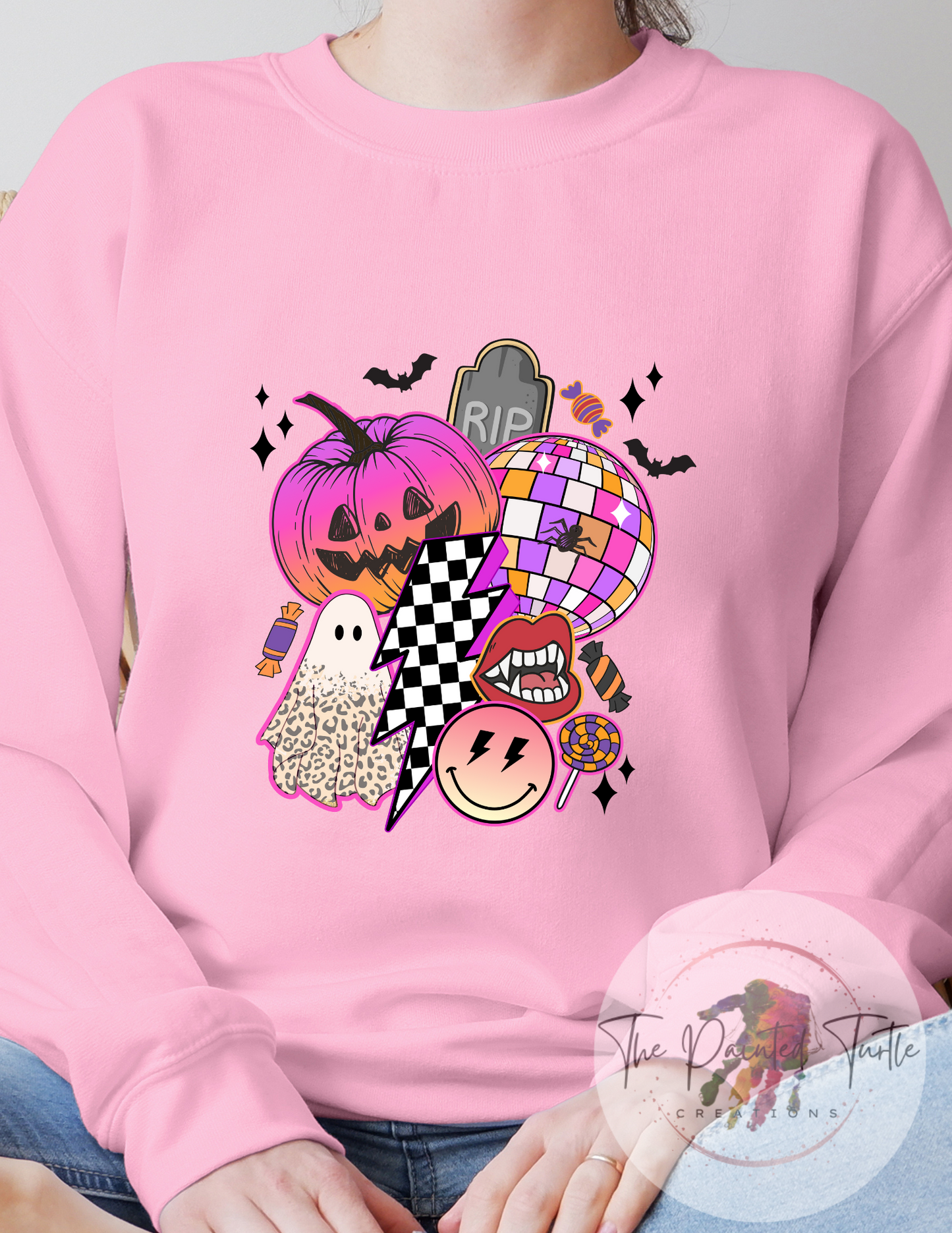 Halloween - 80s Retro - Disco - Checkered Bolt - Smiley Face