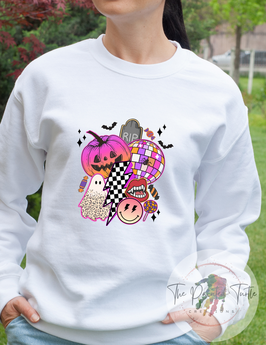 halloween retro 80s disco smiley face sublimation shirt