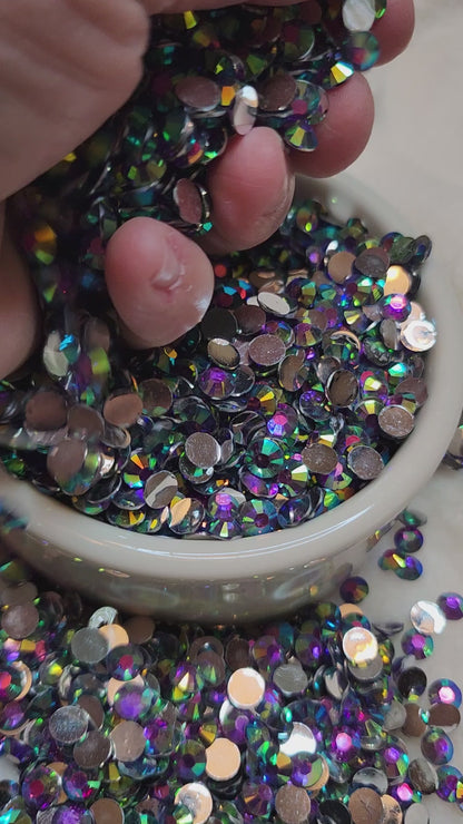 Purple AB Silverback Rhinestones 6mm - Non Hotfix - Flatback - Resin