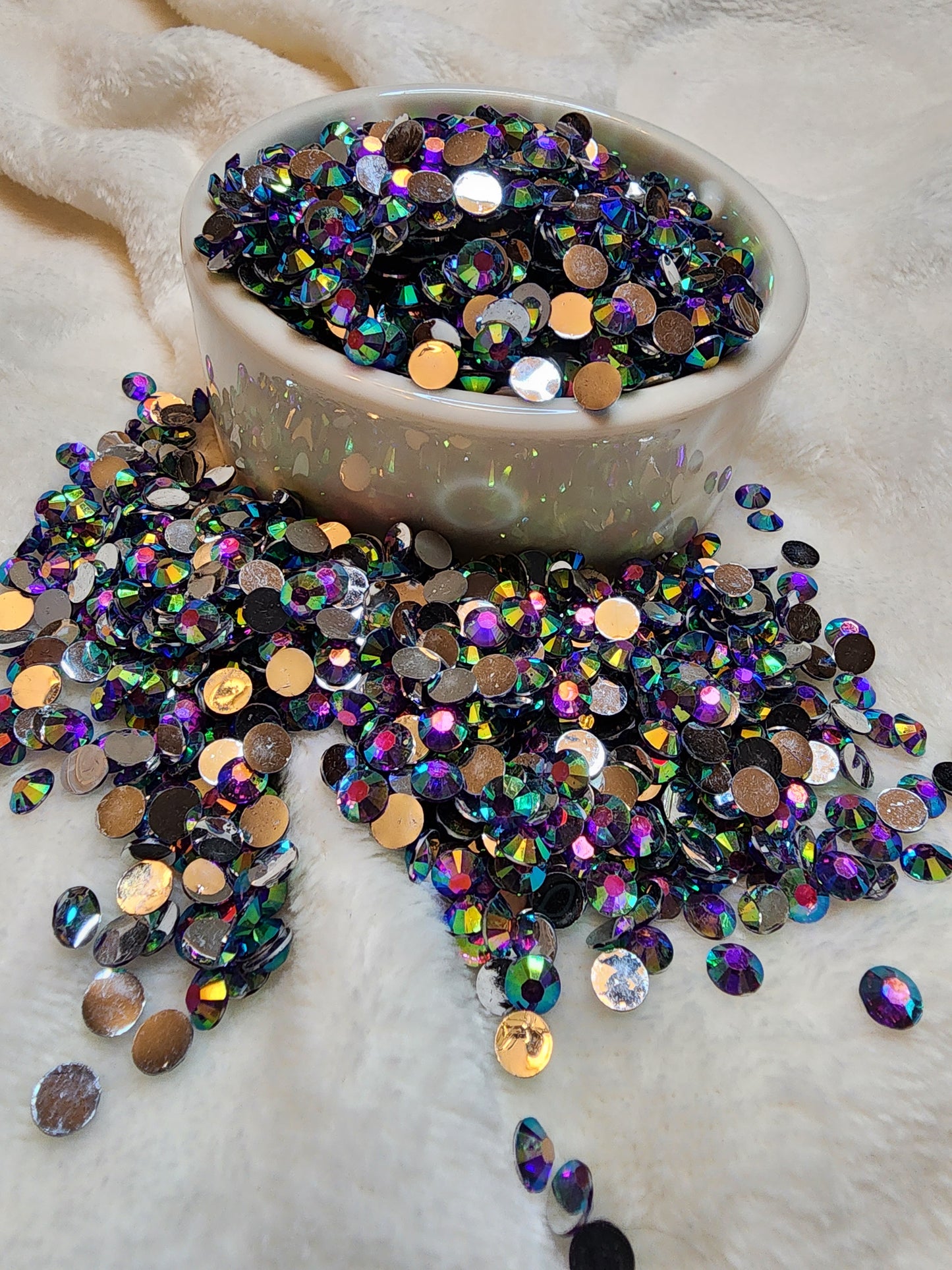 Purple AB Silverback Rhinestones 6mm - Non Hotfix - Flatback - Resin