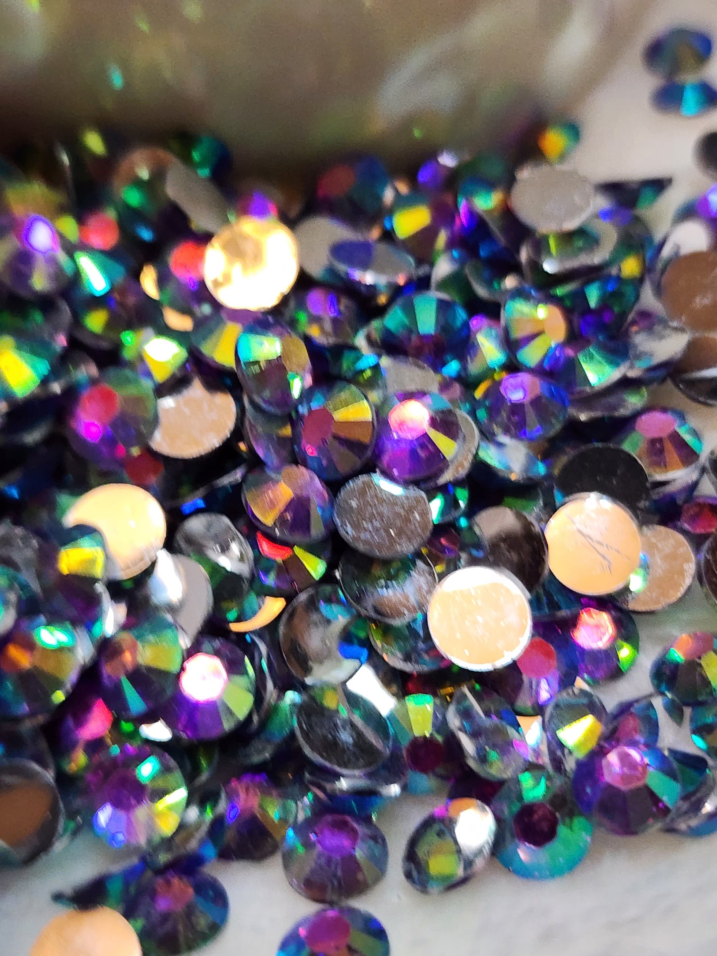 Purple AB Silverback Rhinestones 6mm - Non Hotfix - Flatback - Resin