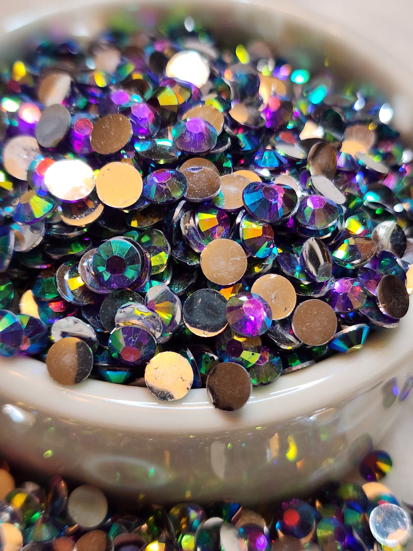 Purple AB Silverback Rhinestones 6mm - Non Hotfix - Flatback - Resin