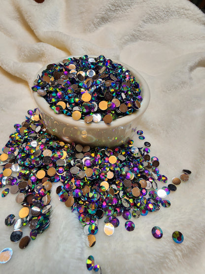 Purple AB Silverback Rhinestones 6mm - Non Hotfix - Flatback - Resin