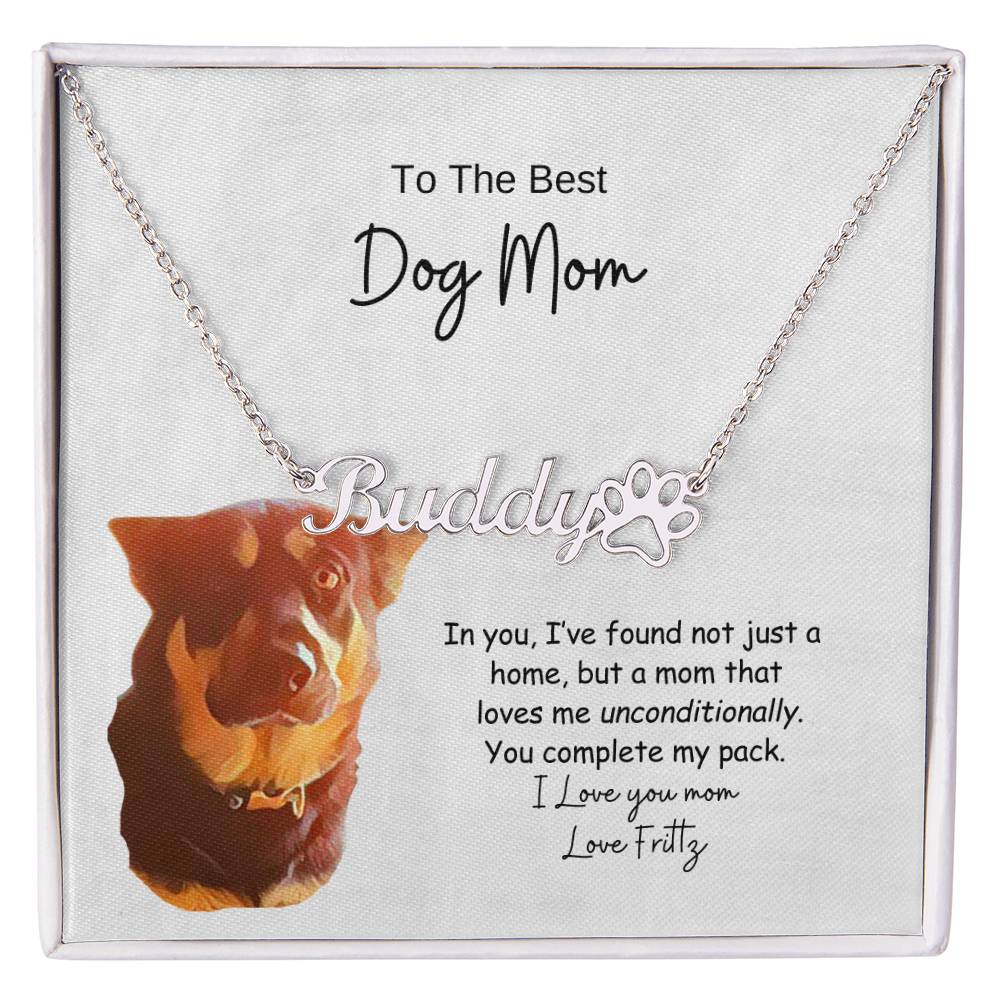 Personalized Paw Print Name Necklace , Custom Dog Paw Necklace , Dog Mom, Cat Dad, Custom Art Design, Dainty Paw Necklace, Mother's Day Gift