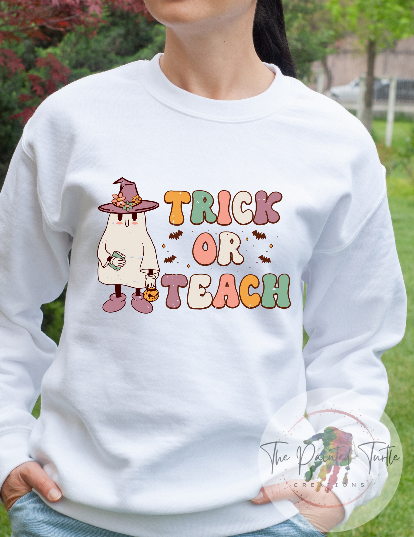 Trick or teach halloween ghost teacher sublimation shirt