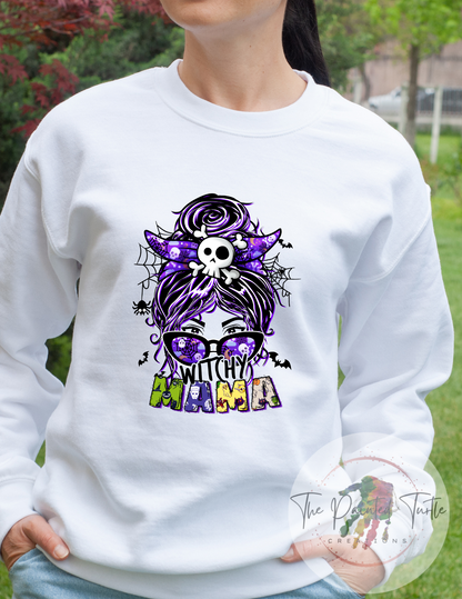 Witchy Mama - Halloween - Messy Bun - Monster - Mom Shirt