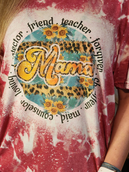 Mama - Mother - Cheetah Sunflower Sublimation Shirt