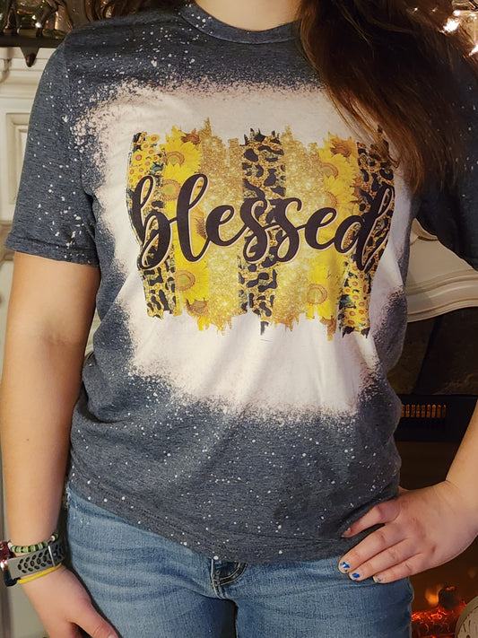 blessed sunflower cheetah paint streak sublimation shirt