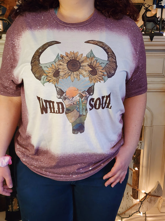 wild soul bull skull sublimation shirt