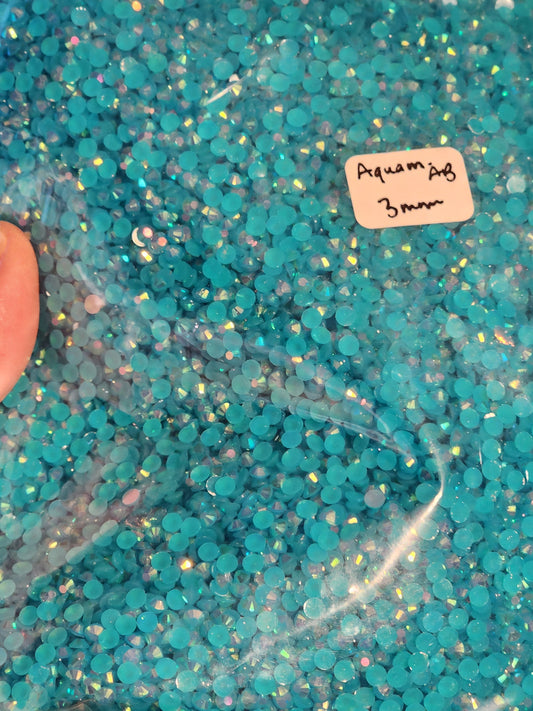 aquamarine AB jelly resin non hotfix rhinestones 4mm