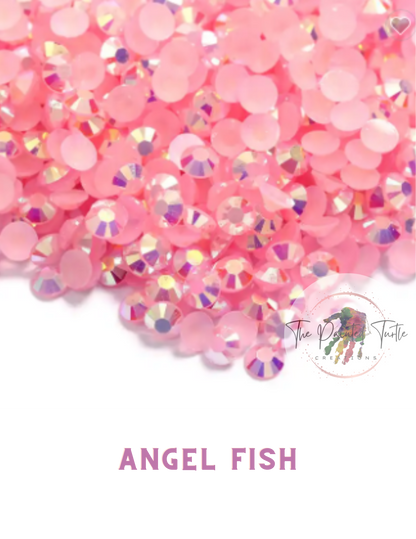 pink ab jelly resin rhinestones non hotfix flatback angel fish painted turtle