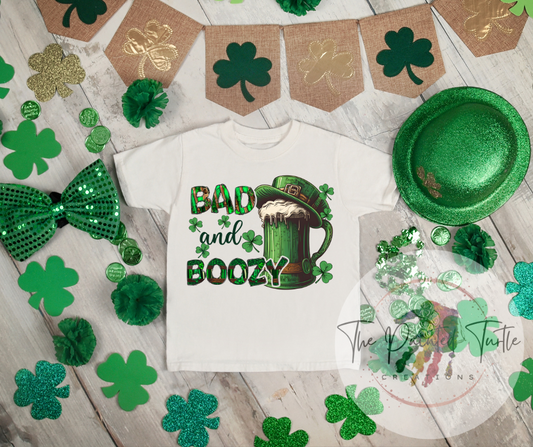 Bad and Boozy St. Patricks Day Sublimation Shirt