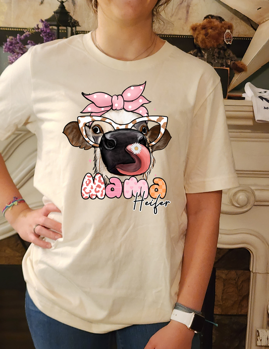 Cute Cow - Mama Heifer - Cow with Glasses- Sublimation Shirt