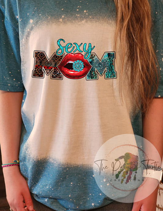 sexy mom western country lips turquoise sublimation shirt 