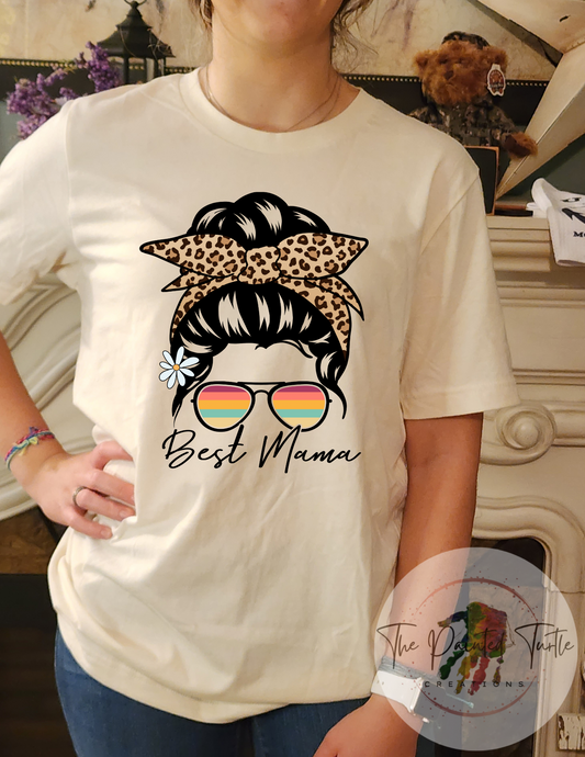 best mama messy bun  sublimation shirt