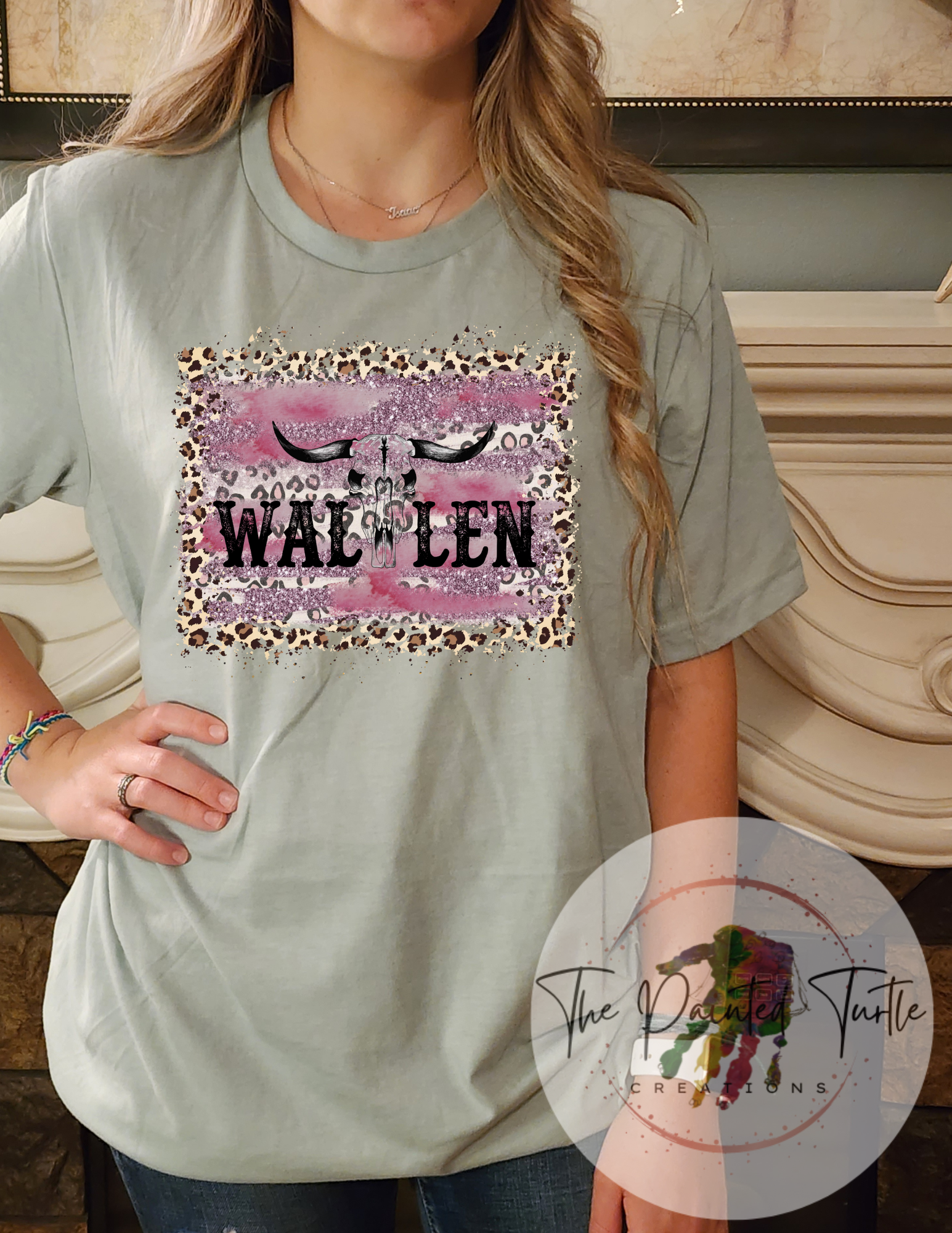 wallen bull skull pink cheetah background sublimation shirt
