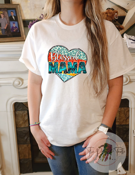 Blessed Mama Heart Cheetah - Sublimation Shirt