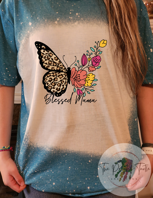 blessed mama butterfly flowers sublimation shirt