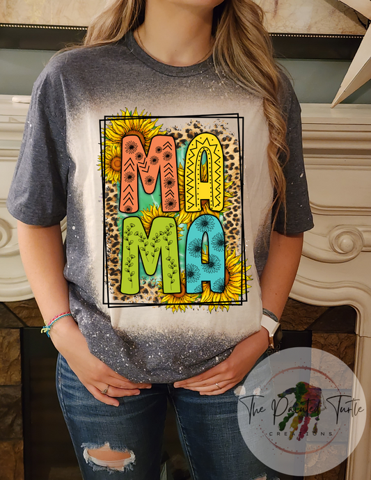 mama sunflower cheetah in a square sublimation shirt