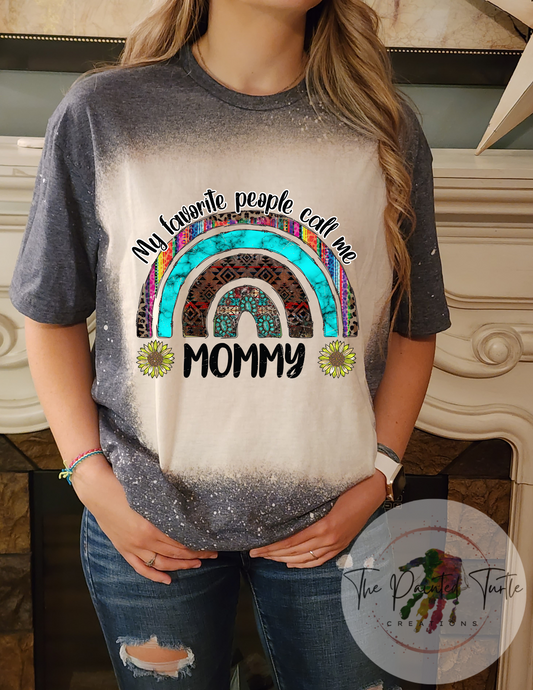 boho rainbow my favorite people call me mommy sublimation shirt