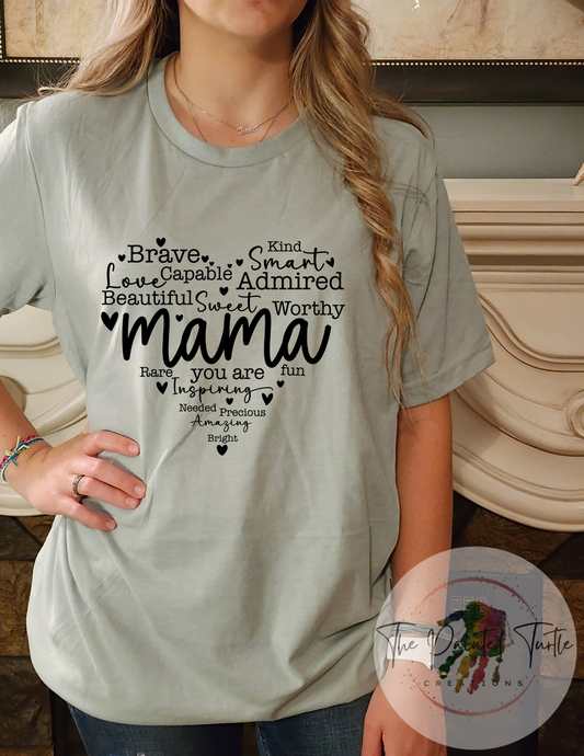 mama heart words heart shape mama sublimation shirt