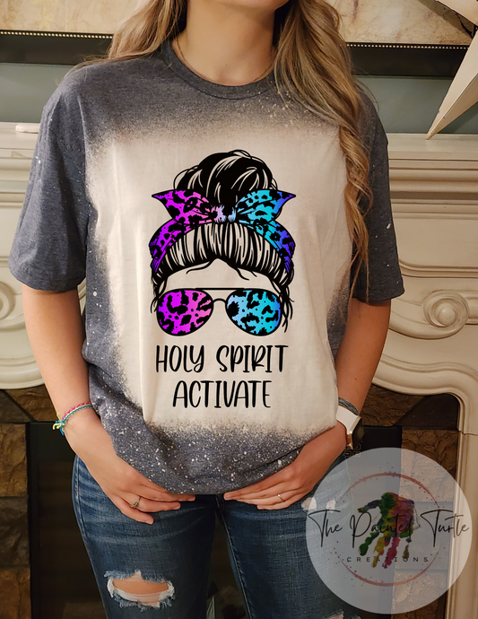 holy spirit activate messy bun christian sublimation shirt