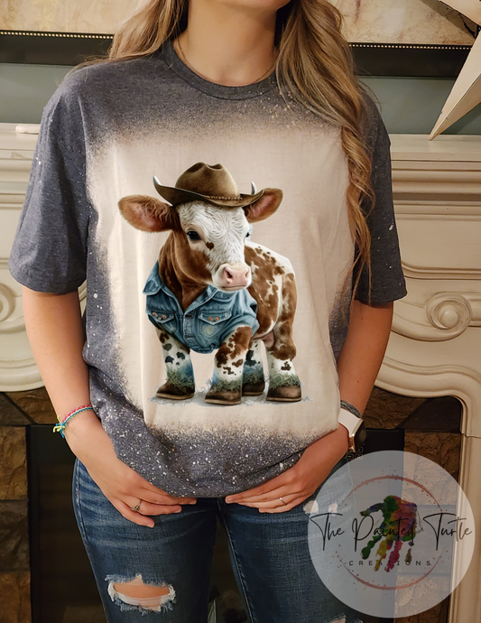 Cow - Baby Cow - Jean Jacket- Sublimation Shirt