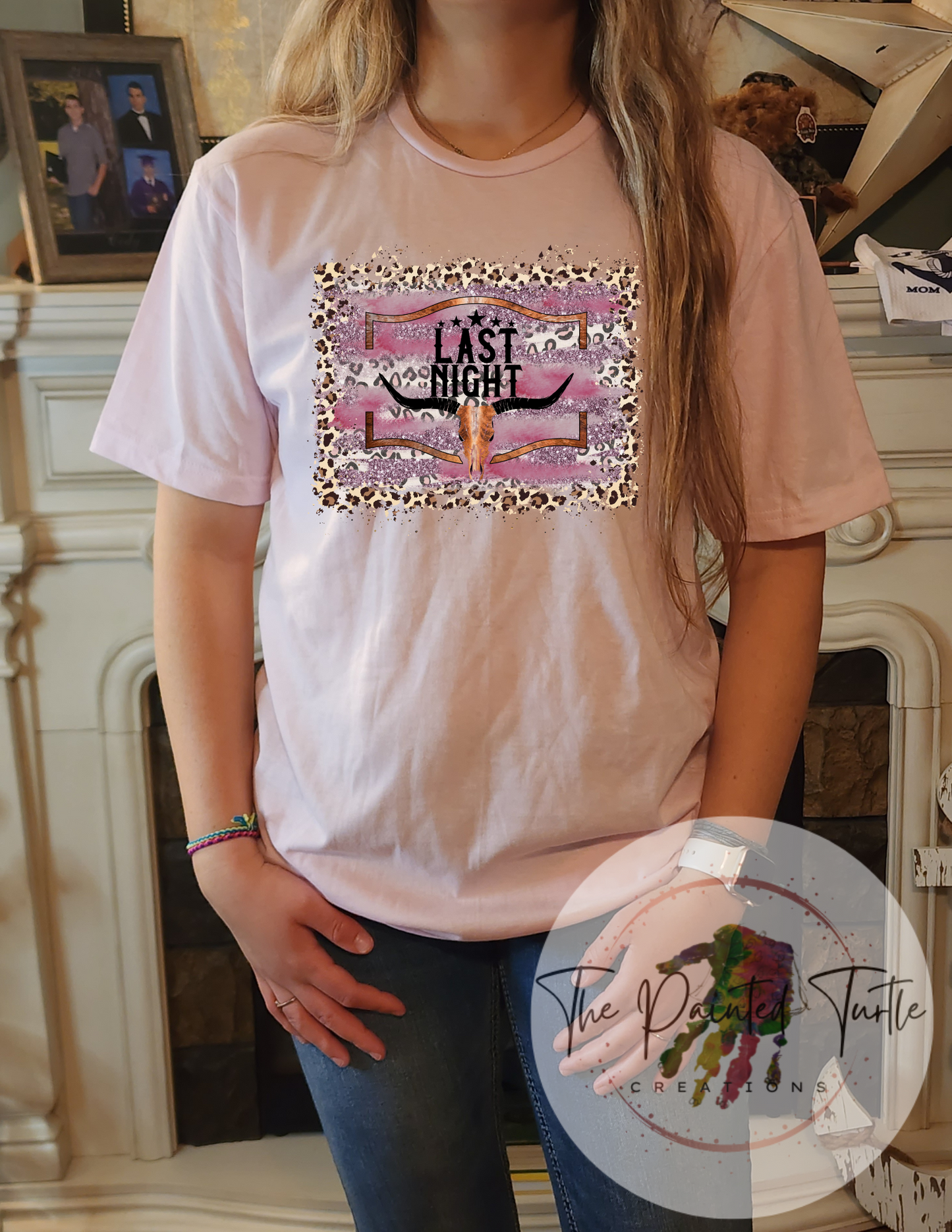 Last Night - Morgan Wallen Inspired - Bull Skull Cow - Pink Cheetah - Sublimation Shirt