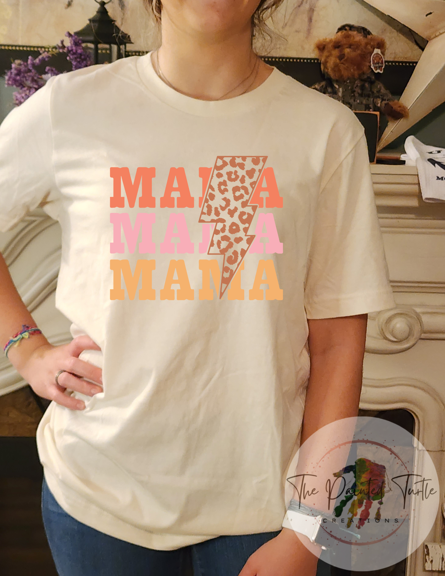 mama lightning bolt cheetah sublimation shirt