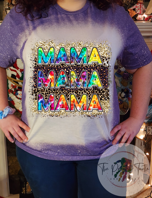 mama tie dye cheetah echo print sublimation shirt