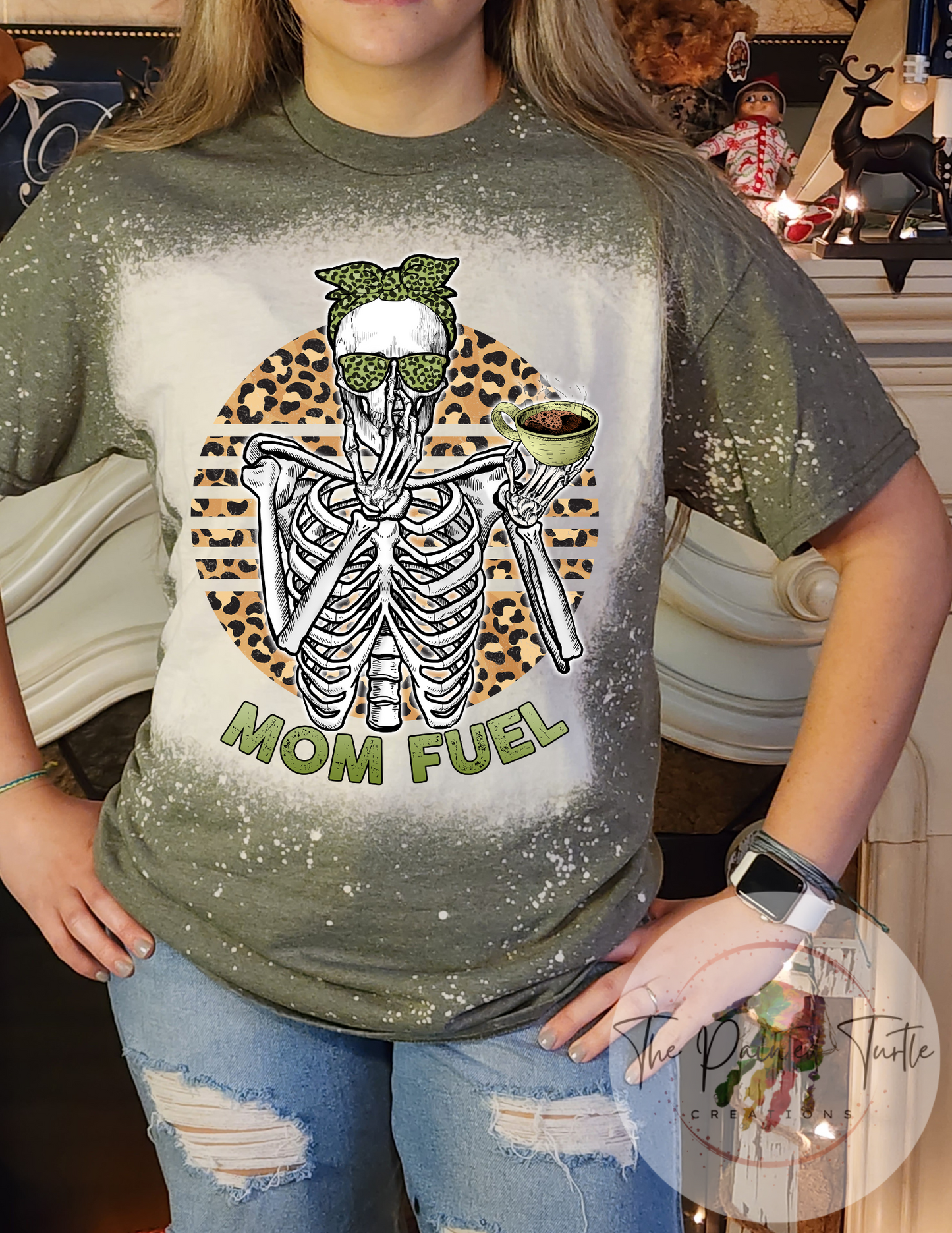 Mom Fuel Skeleton Messy Bun-Sublimation Shirt