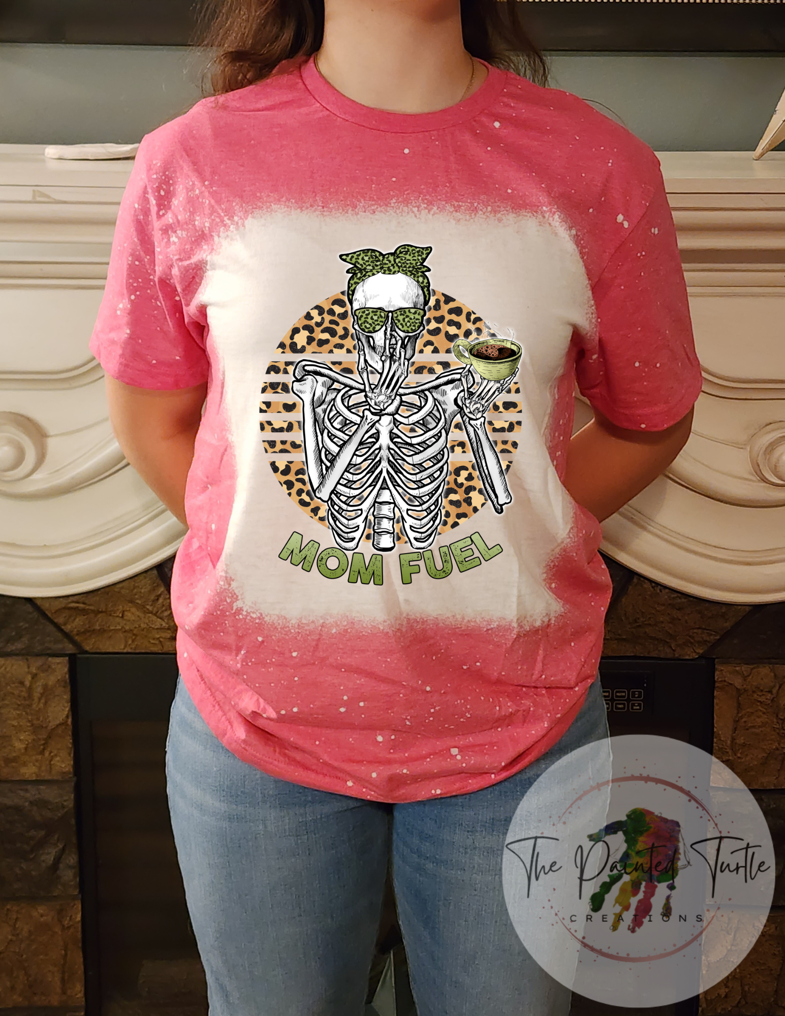 mom fuel skeleton messy bun cheetah sublimation shirt