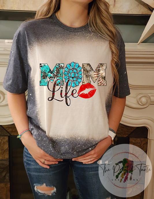 mom life turquoise kiss sublimation shirt