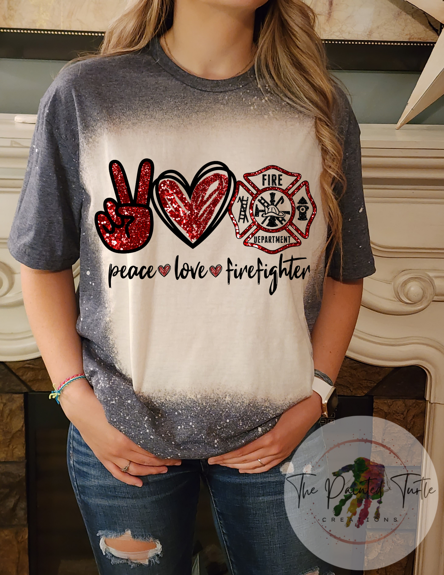 peace love firefighter sublimation shirt